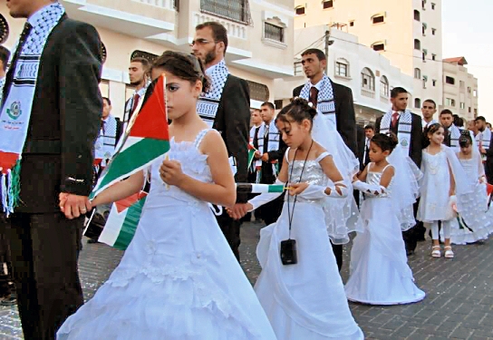 Mass Muslim Marriage in Gaza 450 Grooms Wed GIRLS Under Ten!